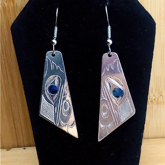 $135 Signed Designer Native American Sterling Silver Dangle Estate Earrings - Picture 5 of 6
